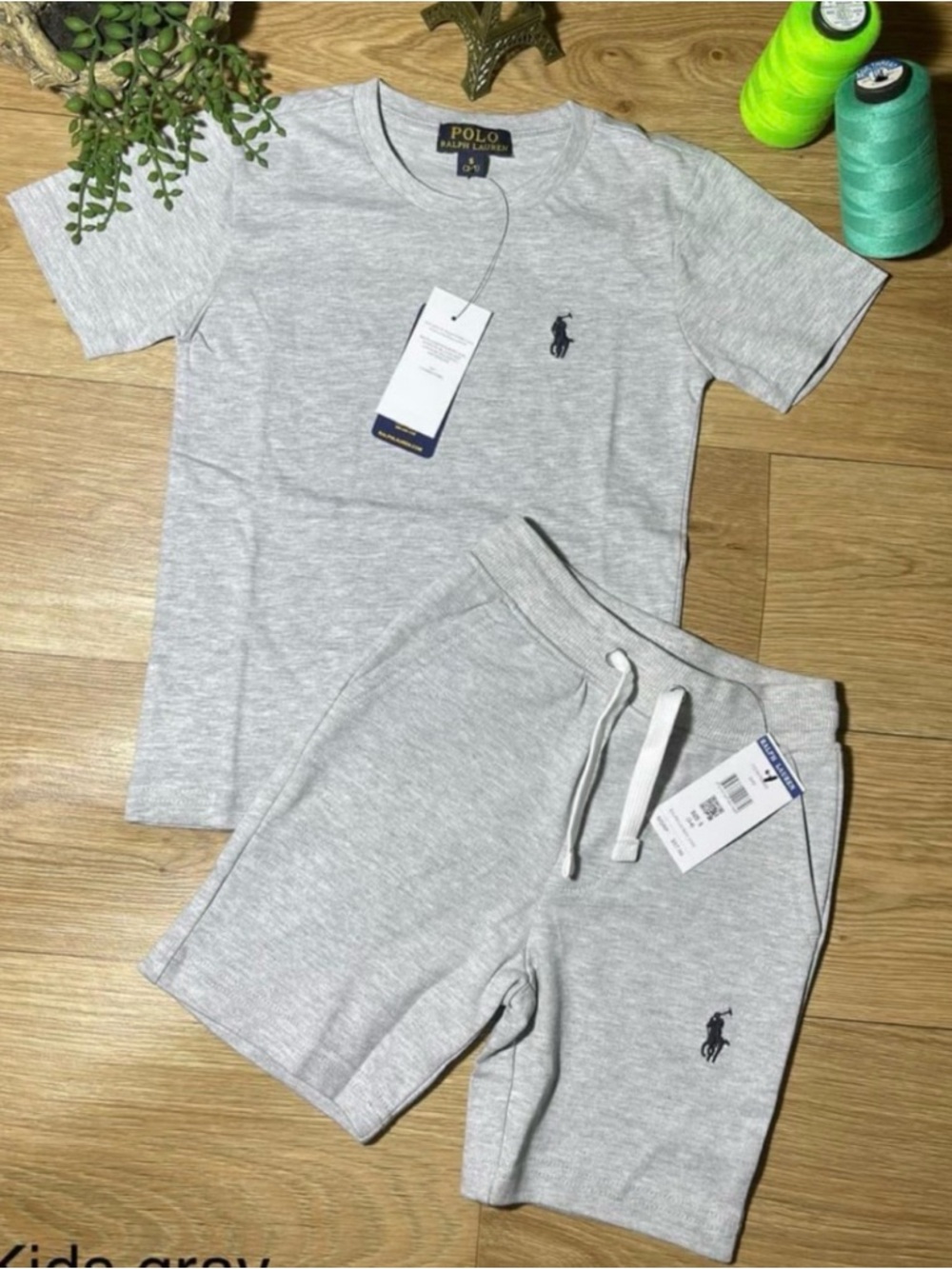 Polo Ralph Lauren Gray Logo Tee & Shorts Set